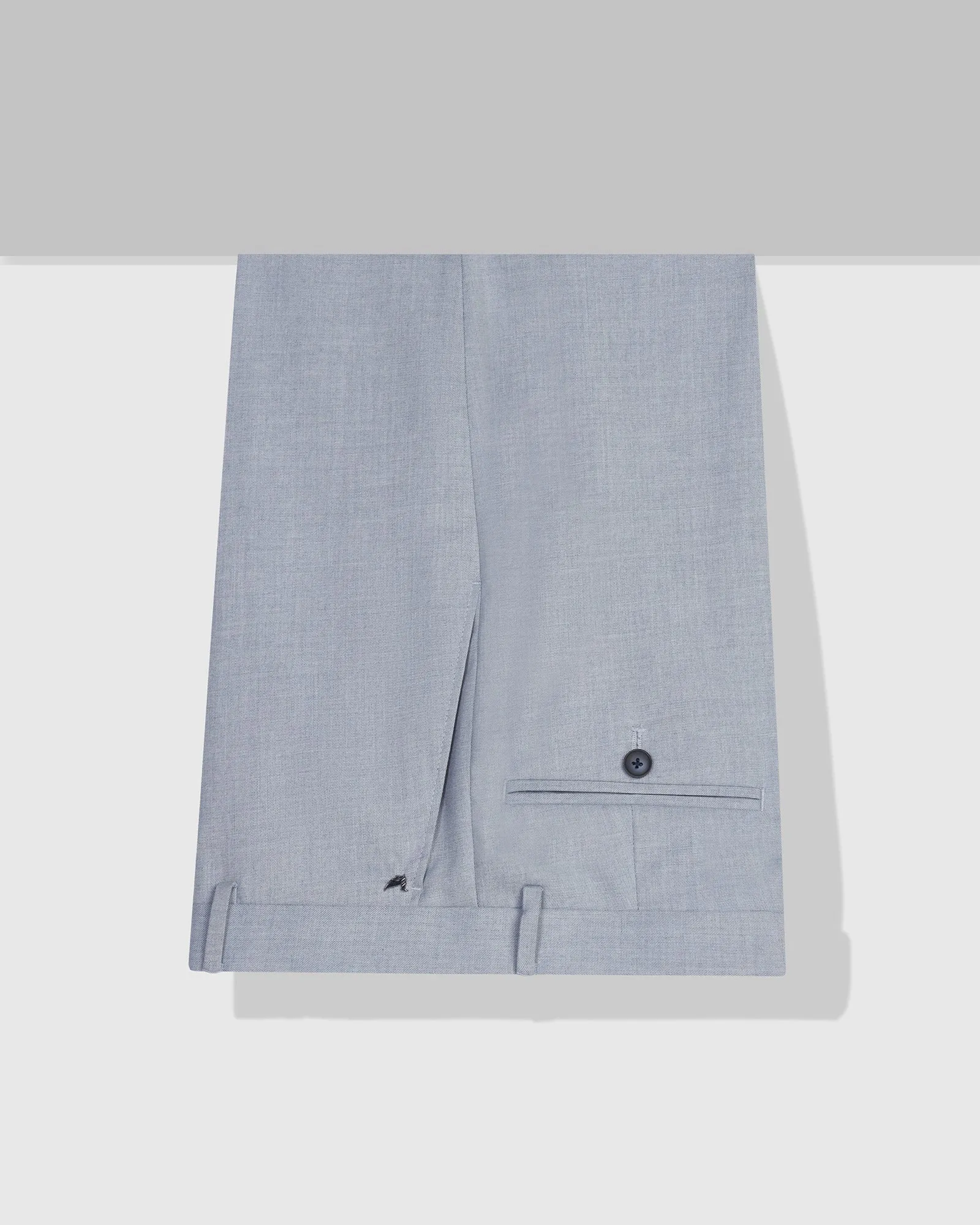 Straight B-90 Formal Light Blue Textured Trouser - musk ResilientElasticBand