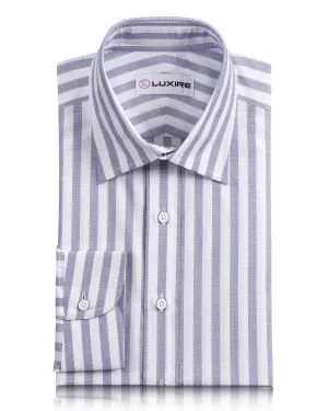 Timeless elegance Eye-Catching Pattern Blue End On End Wide Stripes Shirt