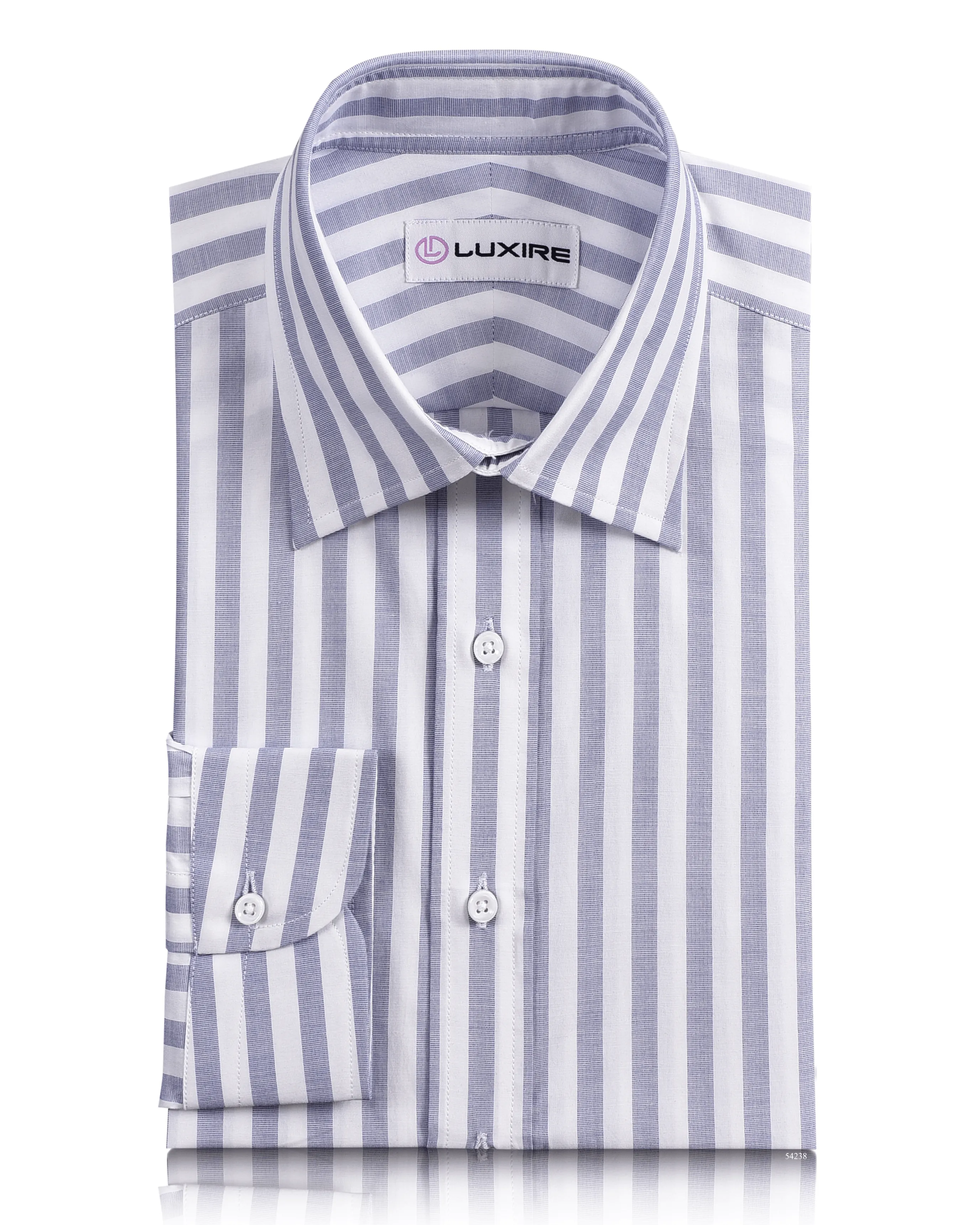 Timeless elegance Eye-Catching Pattern Blue End On End Wide Stripes Shirt