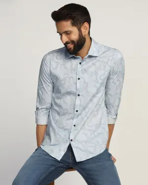 Refined Aesthetic Casual Blue Printed Shirt - Heath