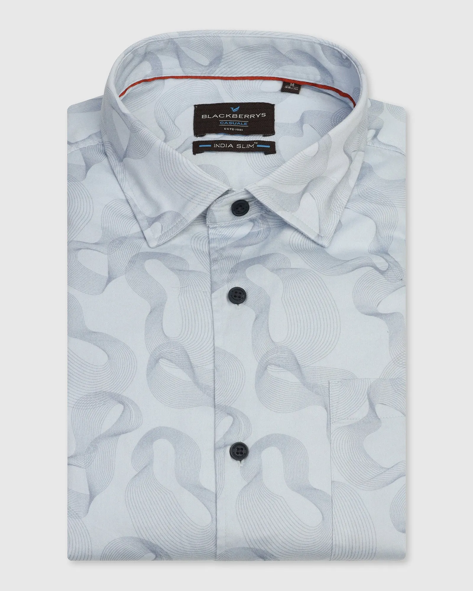 Casual Blue Printed Shirt - Heath Easy Care hypoallergenic material