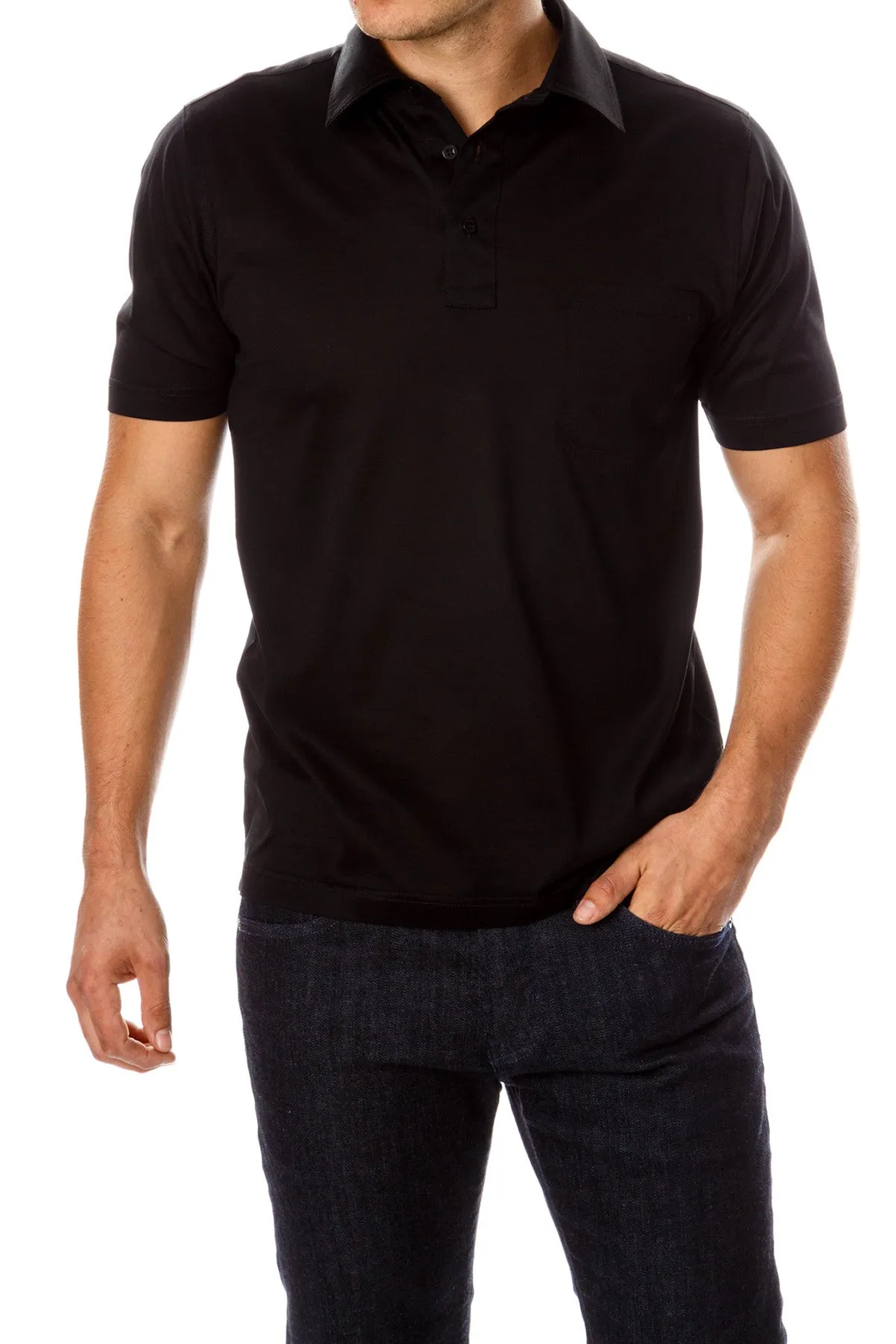 Simple Comfort David August Mercerized Cotton Polo Black