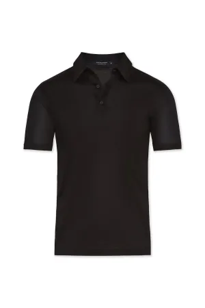 Classic Fit David August Mercerized Cotton Polo Black