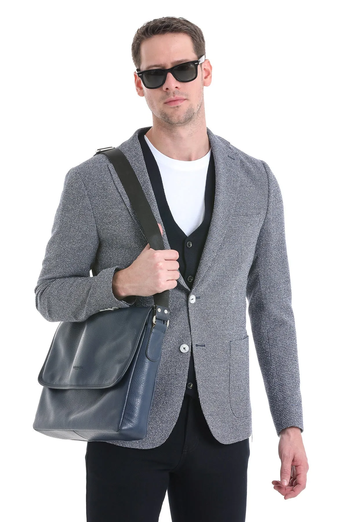 CompactFoldable Slim Fit Notch Lapel 100% Wool Navy Classic Blazer