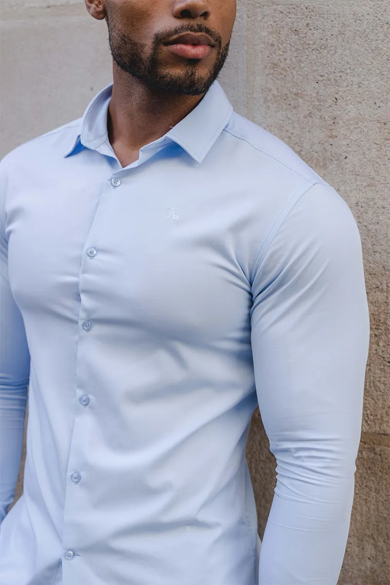 Bamboo Shirt in Pale Blue Fall Foliage Affordable Fashion