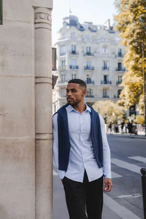 Summer Fashion Stretchable Cloth Bamboo Shirt in Pale Blue