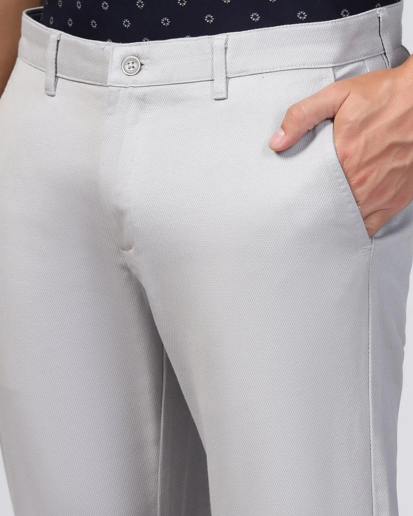 Slim Comfort B-95 Casual Grey Solid Khakis - Kimon FadeResistant