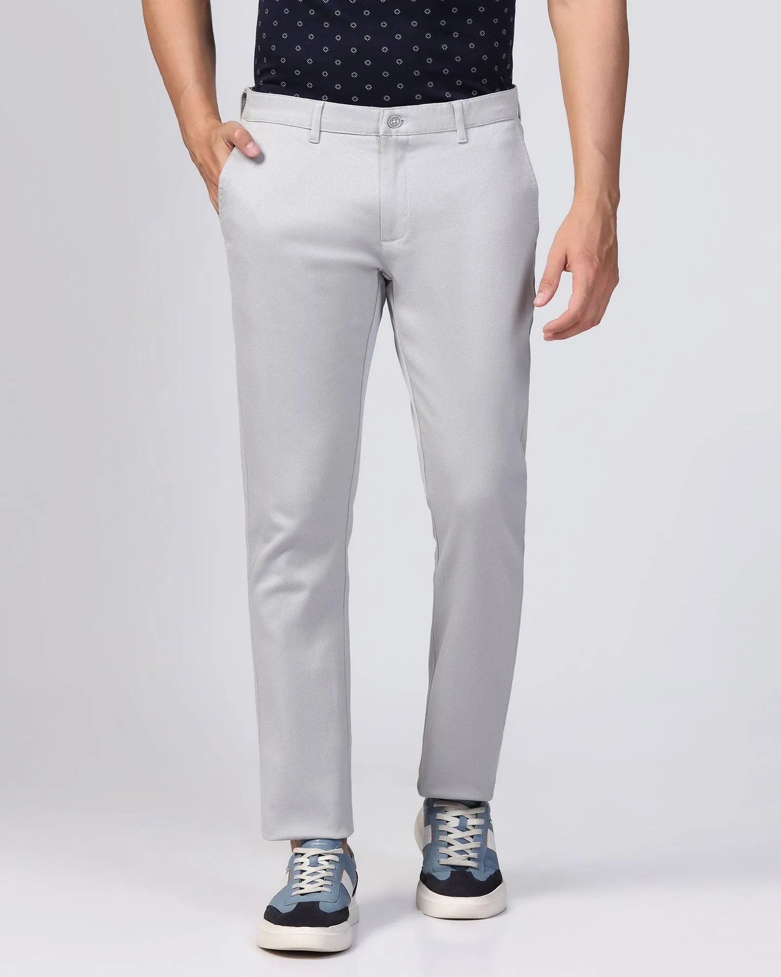 Non Iron Technology Performance Layer Slim Comfort B-95 Casual Grey Solid Khakis - Kimon