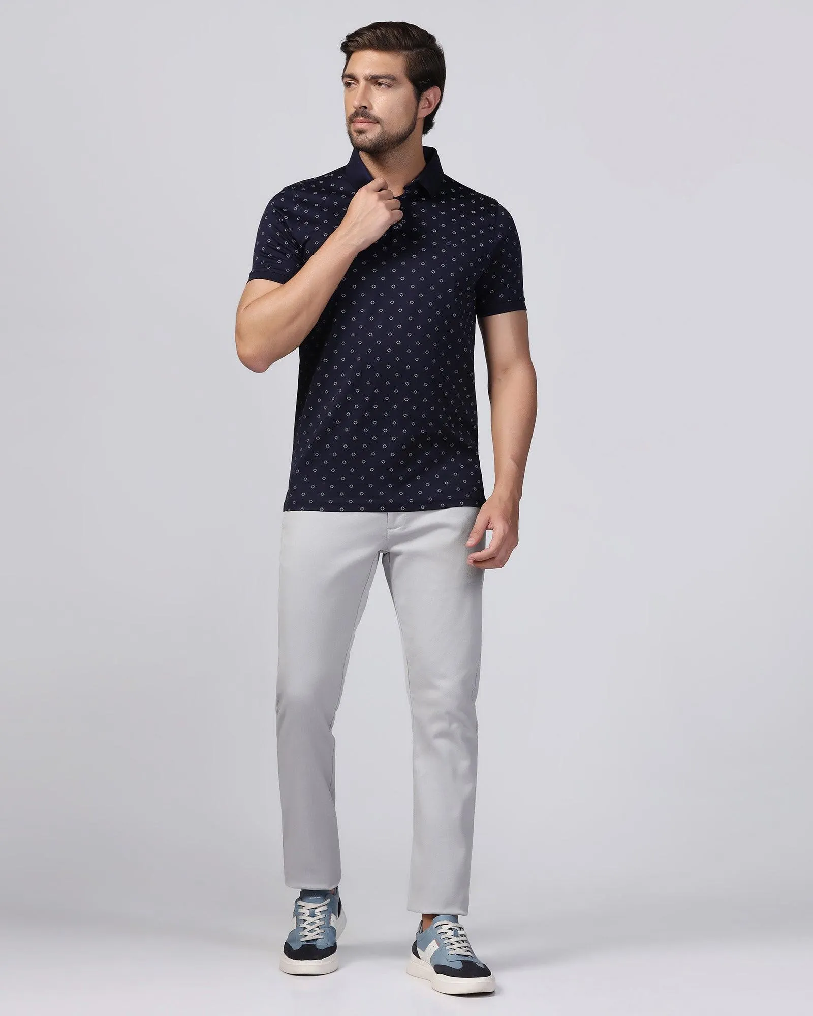 Slim Comfort B-95 Casual Grey Solid Khakis - Kimon Seam-Free Stretch Waist