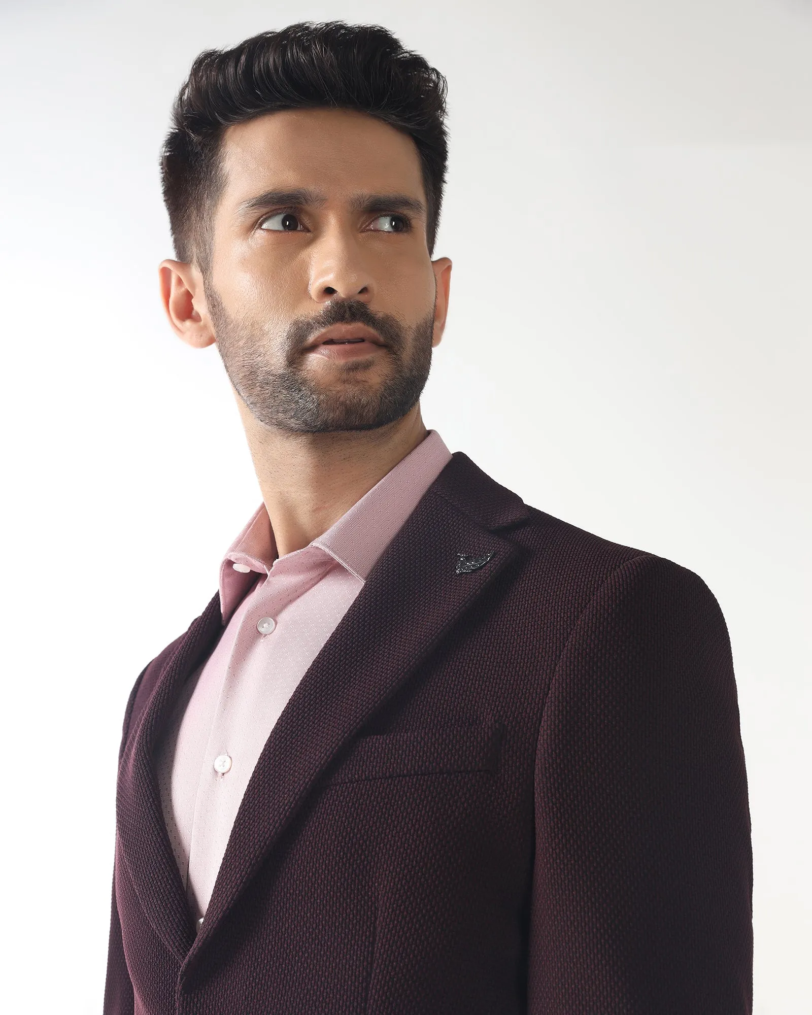 Cherry Lacquer Textured Blazer - Campari Microfiber Blend Smart Design