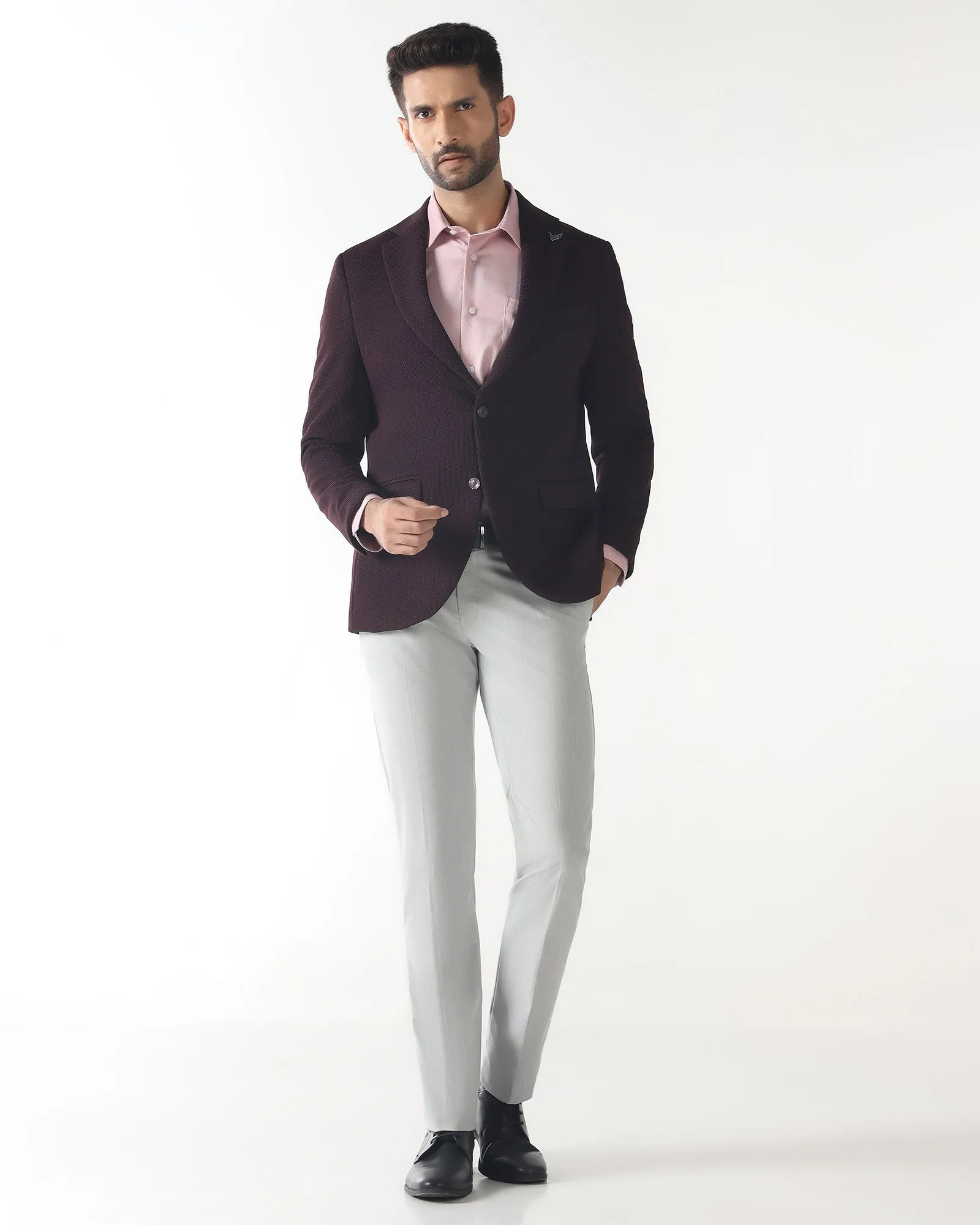 Flexible Joint Mobility Cherry Lacquer Textured Blazer - Campari