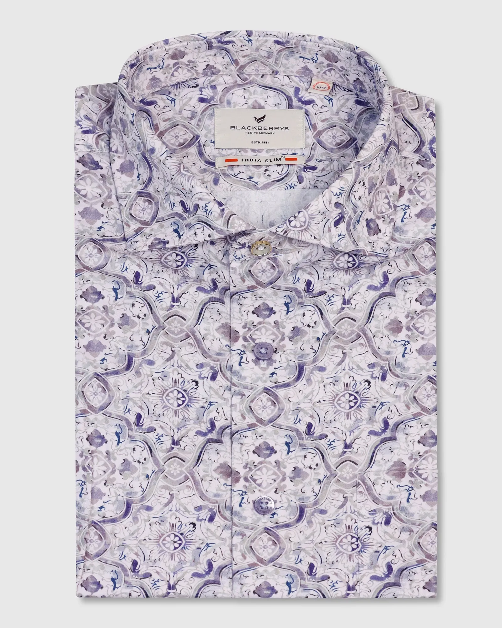 EasyCare Fabric Formal Plum Printed Shirt - Shion