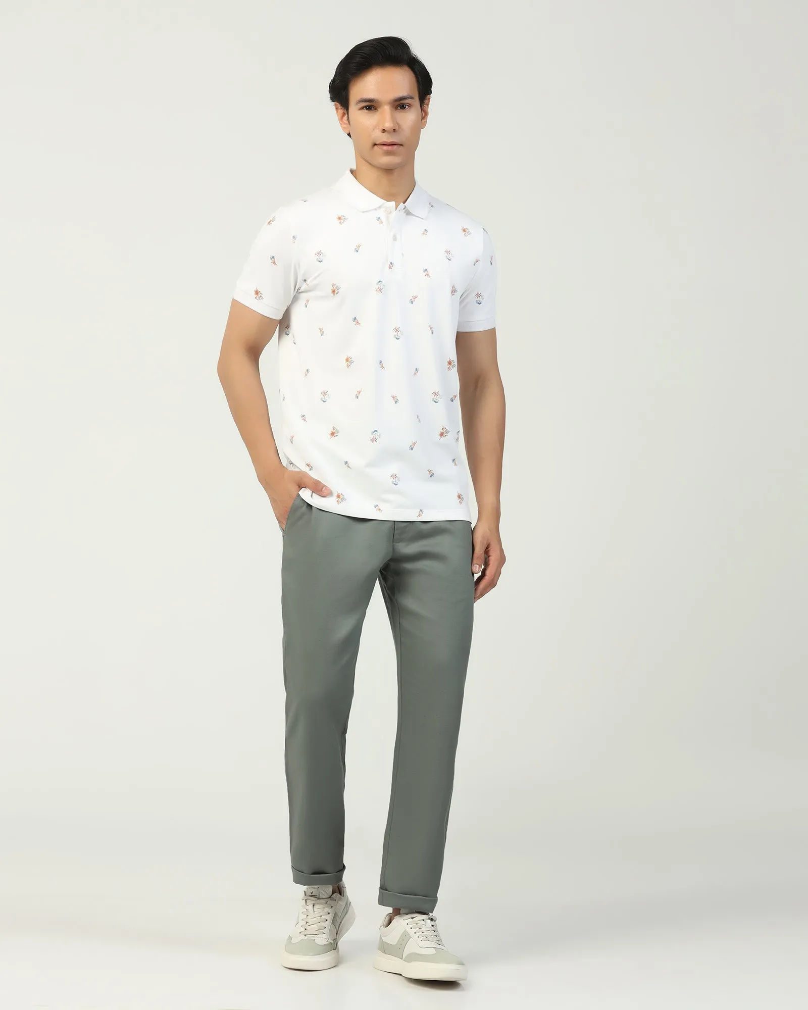 Linen Slim Comfort B-95 Casual Light Olive Solid Khakis - Edwin AntiStaticFinish