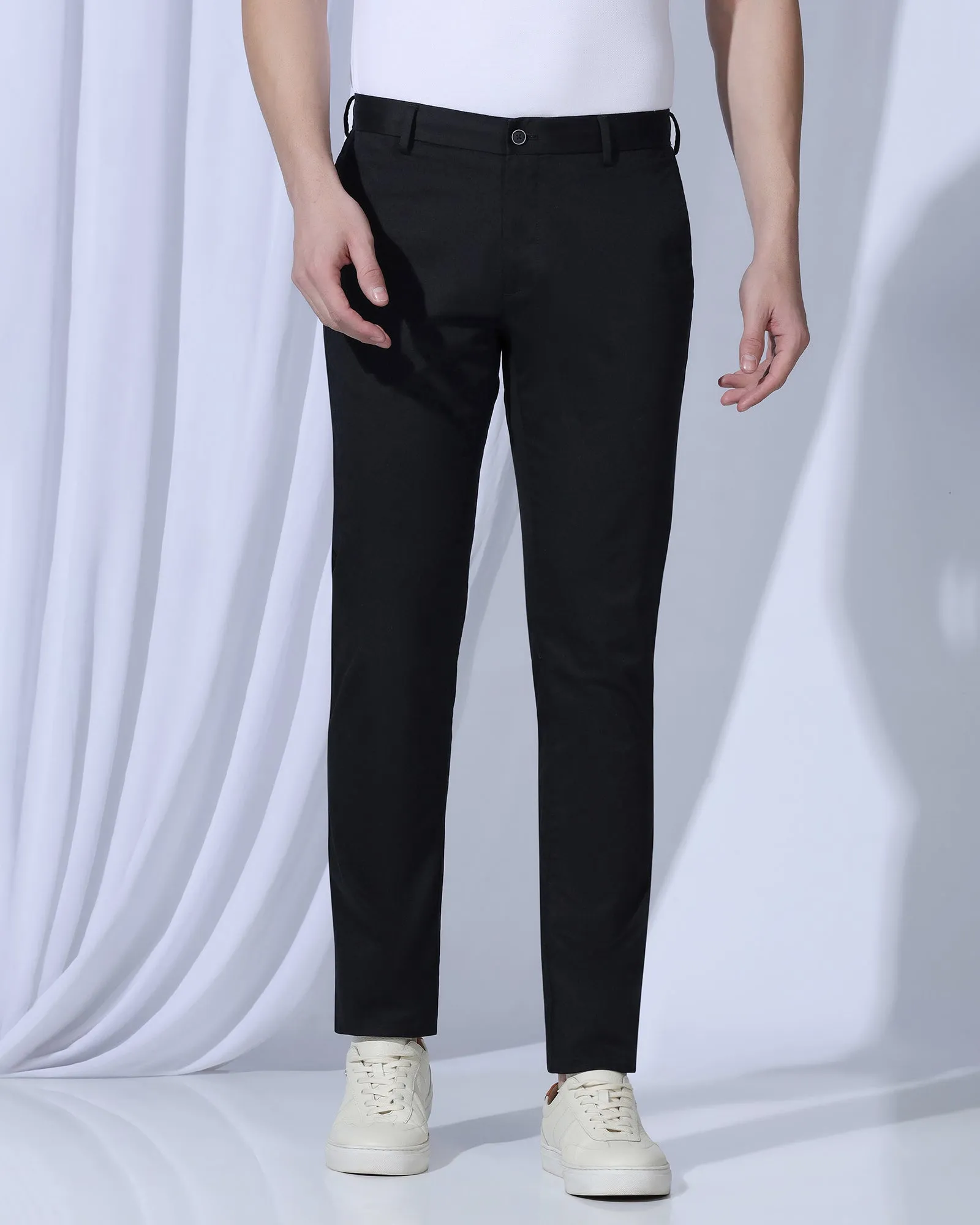 Slim Fit B-91 Casual Black Solid Khakis - Martin Comfortable Waistband Comfy Essentials Wear