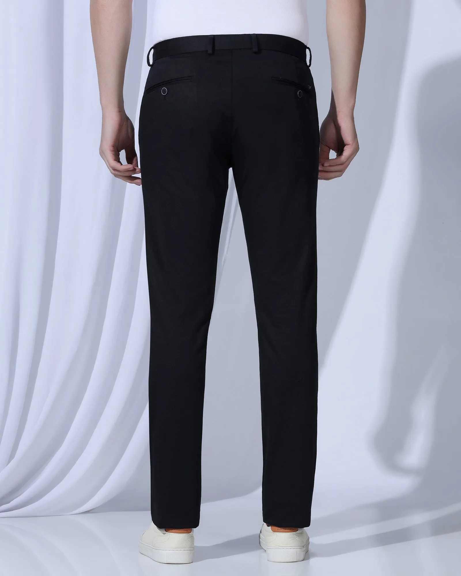 Slim Fit B-91 Casual Black Solid Khakis - Martin Cool Comfort