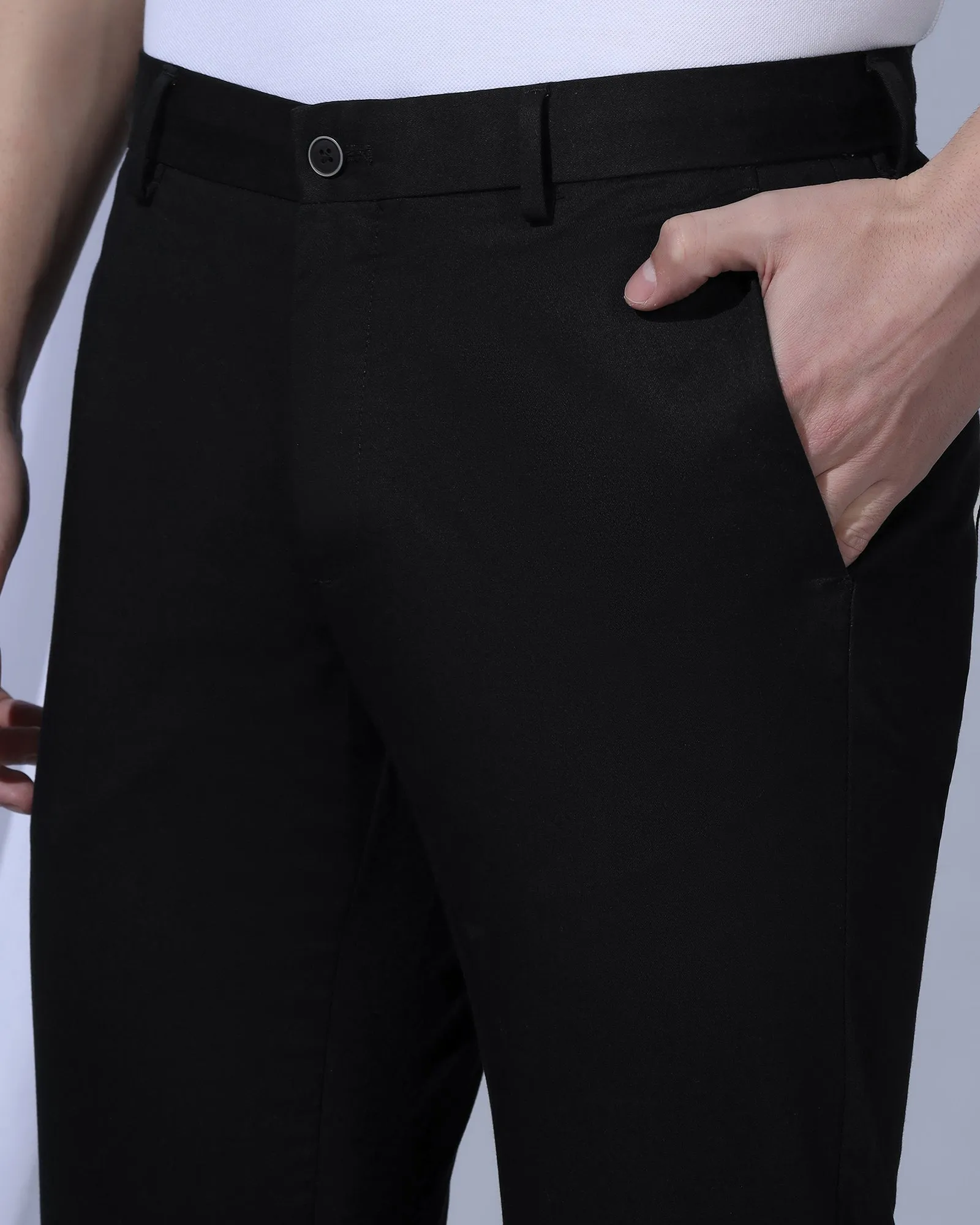 Slim Fit B-91 Casual Black Solid Khakis - Martin UltraSoftLining Soft Support