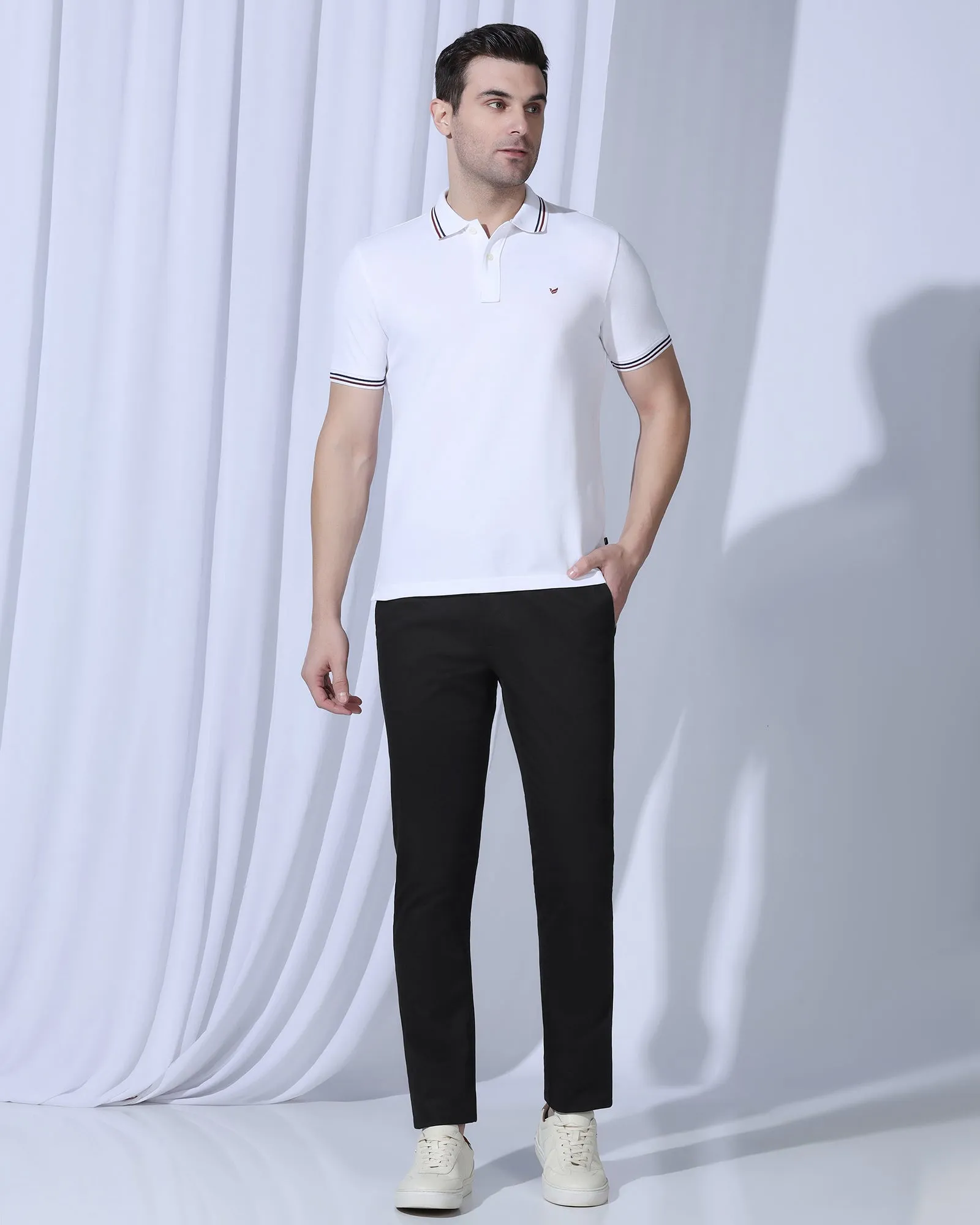 SoftTouchFinish Slim Fit B-91 Casual Black Solid Khakis - Martin