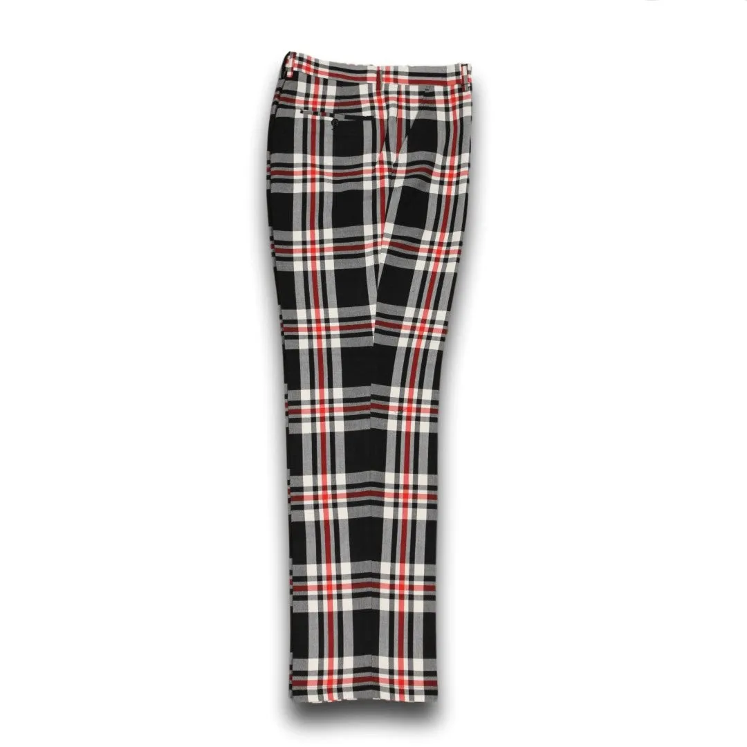 Plaid Black Red White Pants Low Rise Fit