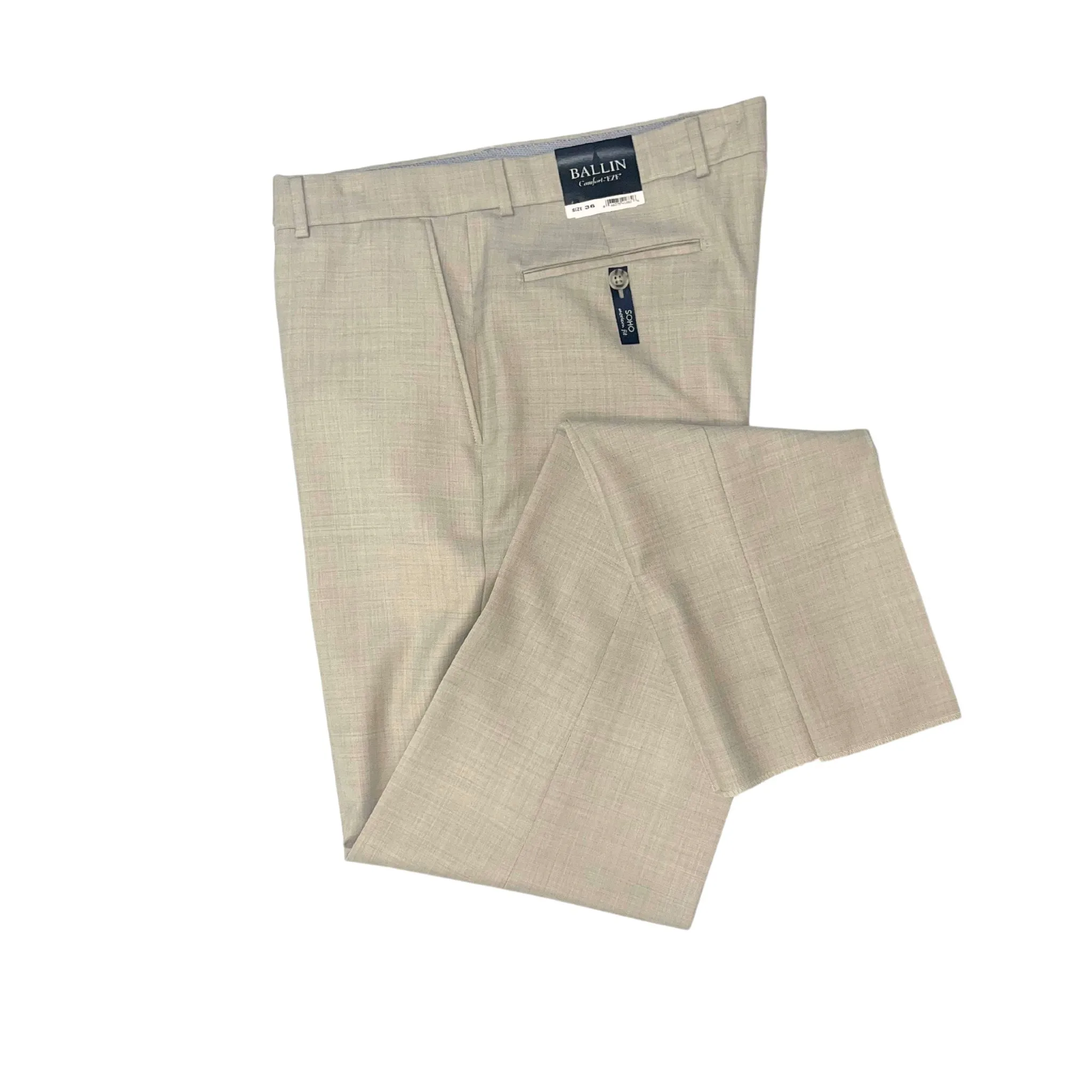 Functional Layer Quick Dry Technology Ballin Modern Fit Super 120's Wool 4 Harness Serge Flat Front Pant in Oatmeal