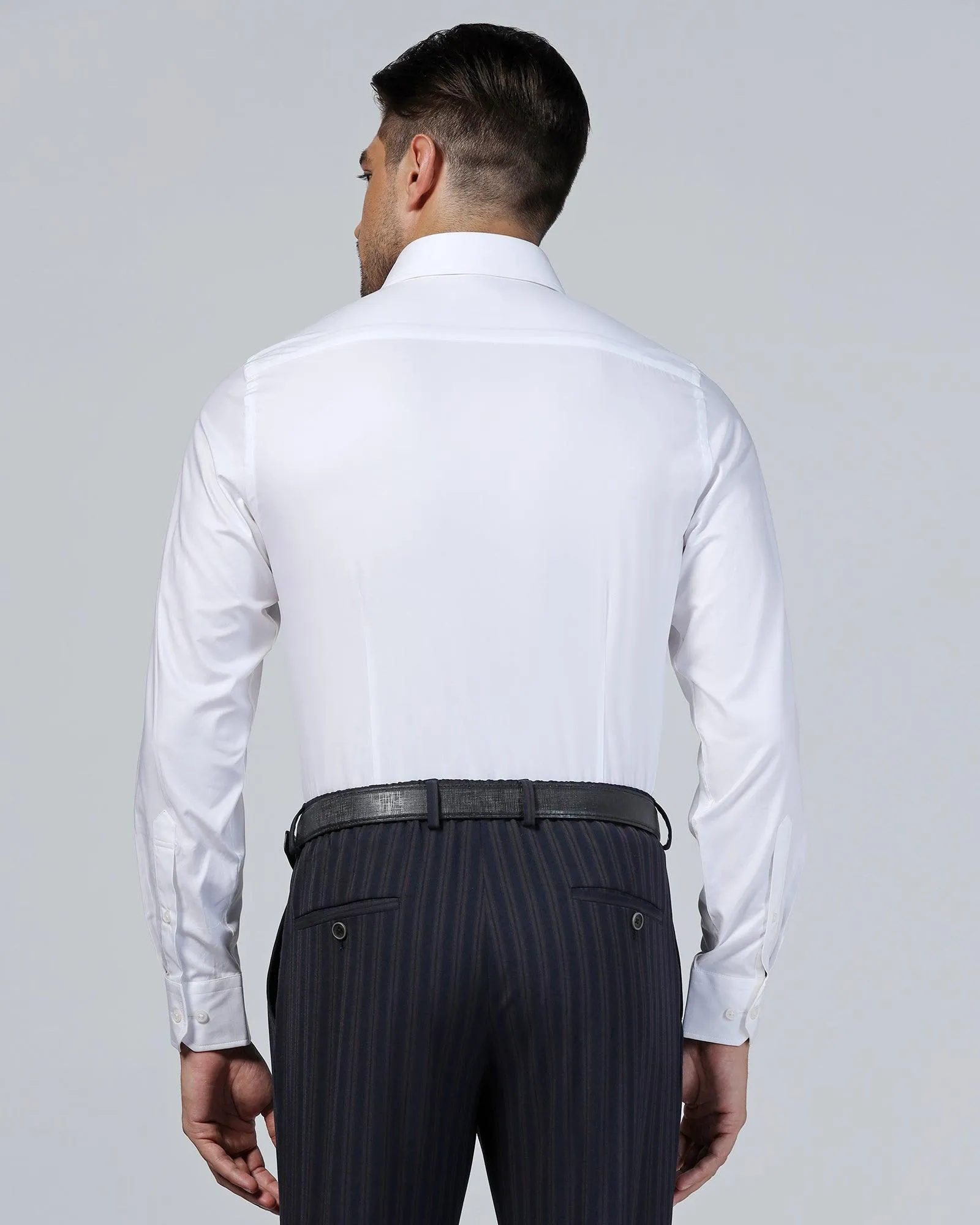 Layered Look Formal White Solid Shirt - Amber