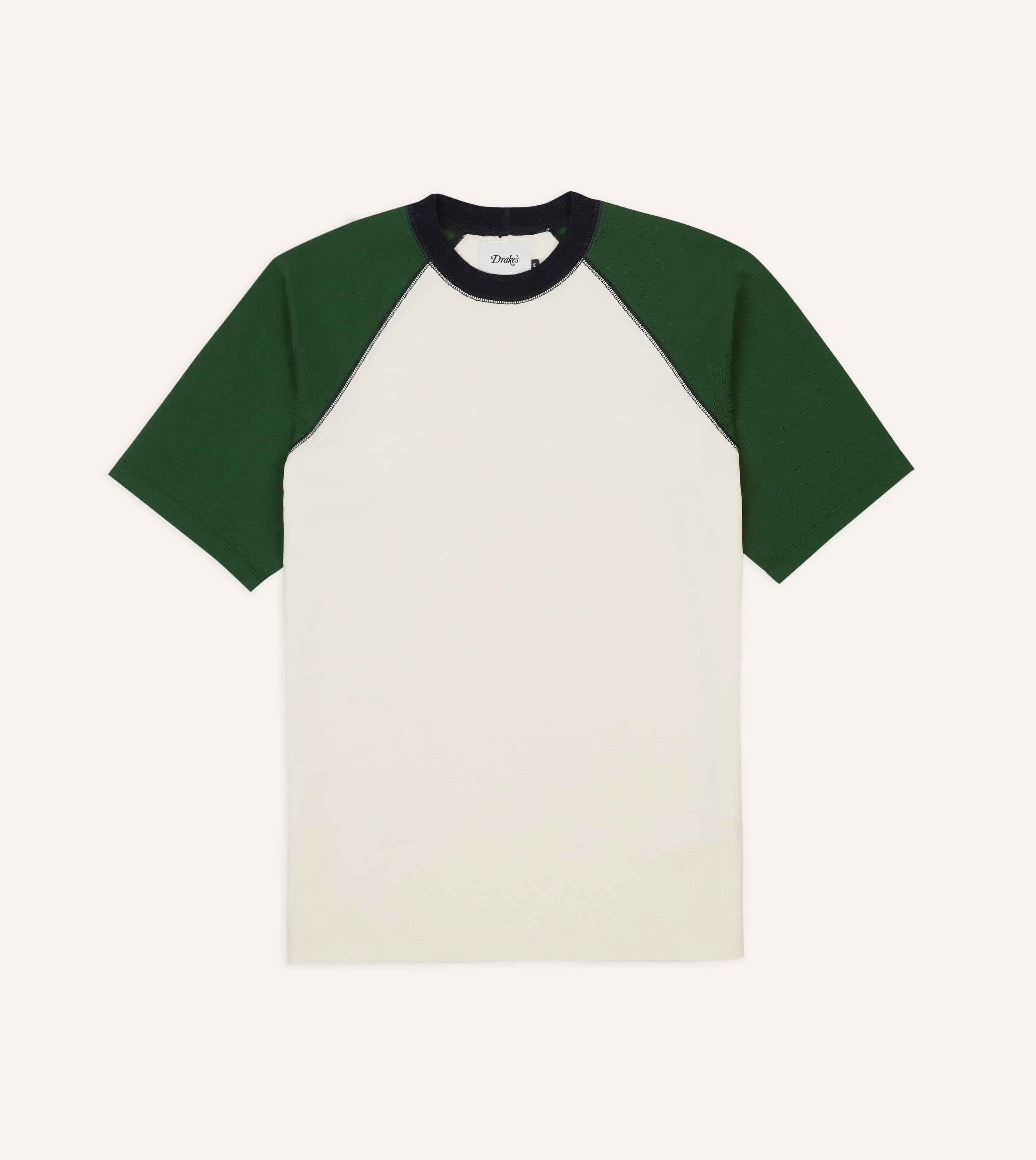 Ecru and Green Raglan Sleeve Hiking T-Shirt Fresh Style Layering Options