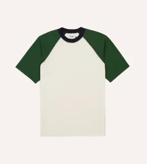 Ecru and Green Raglan Sleeve Hiking T-Shirt Fresh Style Layering Options