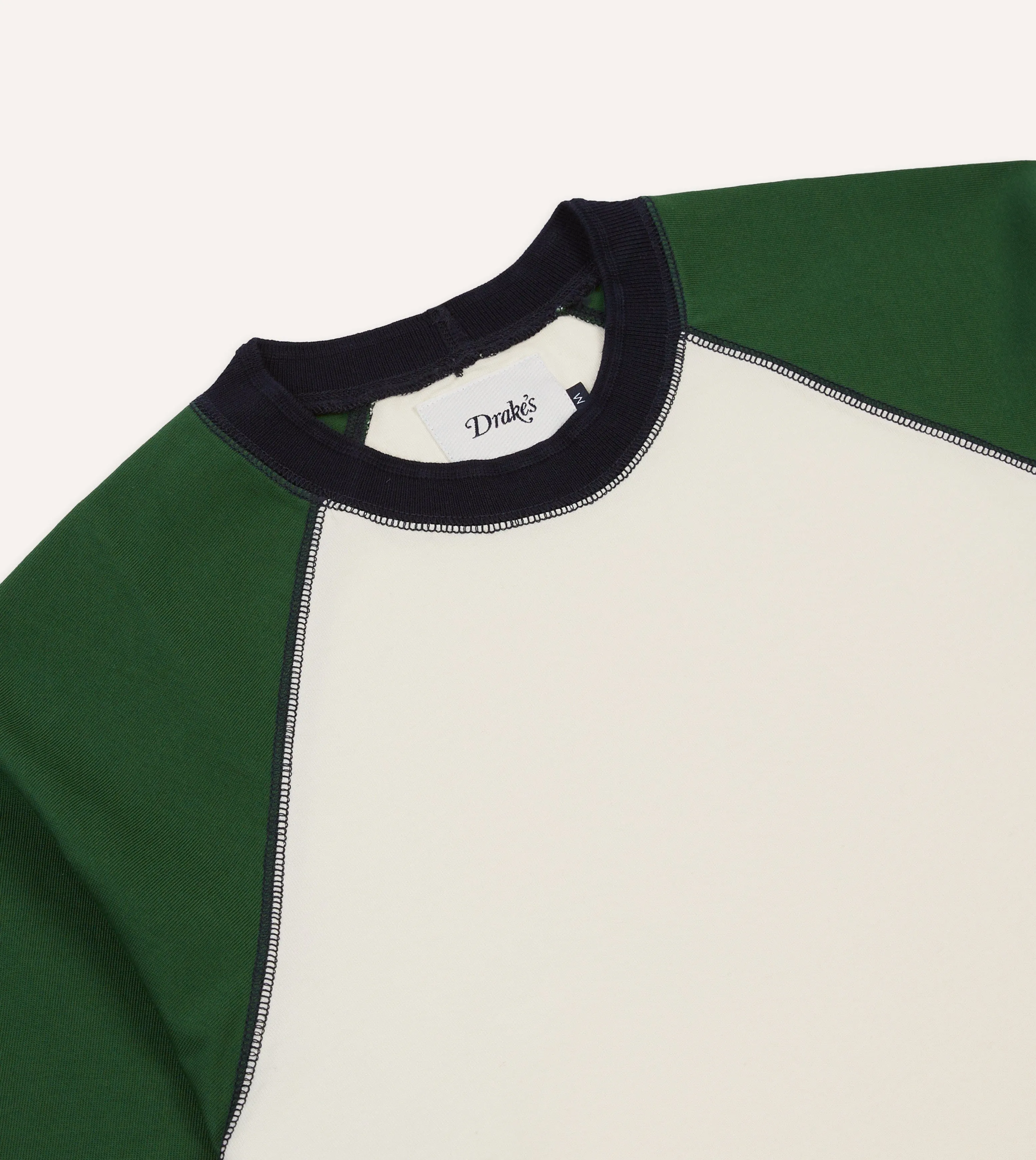 Ecru and Green Raglan Sleeve Hiking T-Shirt Versatile Piece