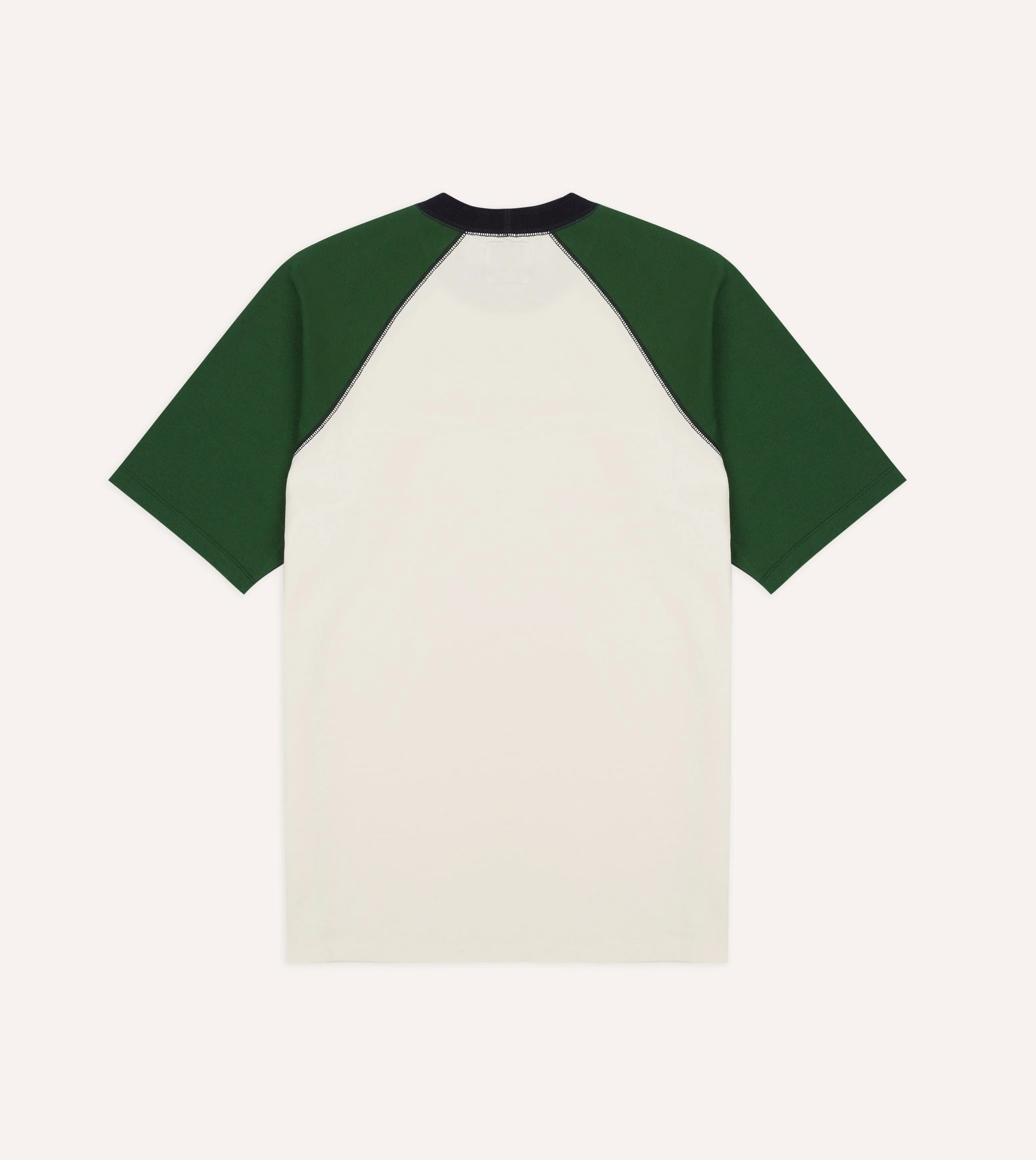Ecru and Green Raglan Sleeve Hiking T-Shirt Sporty Layer