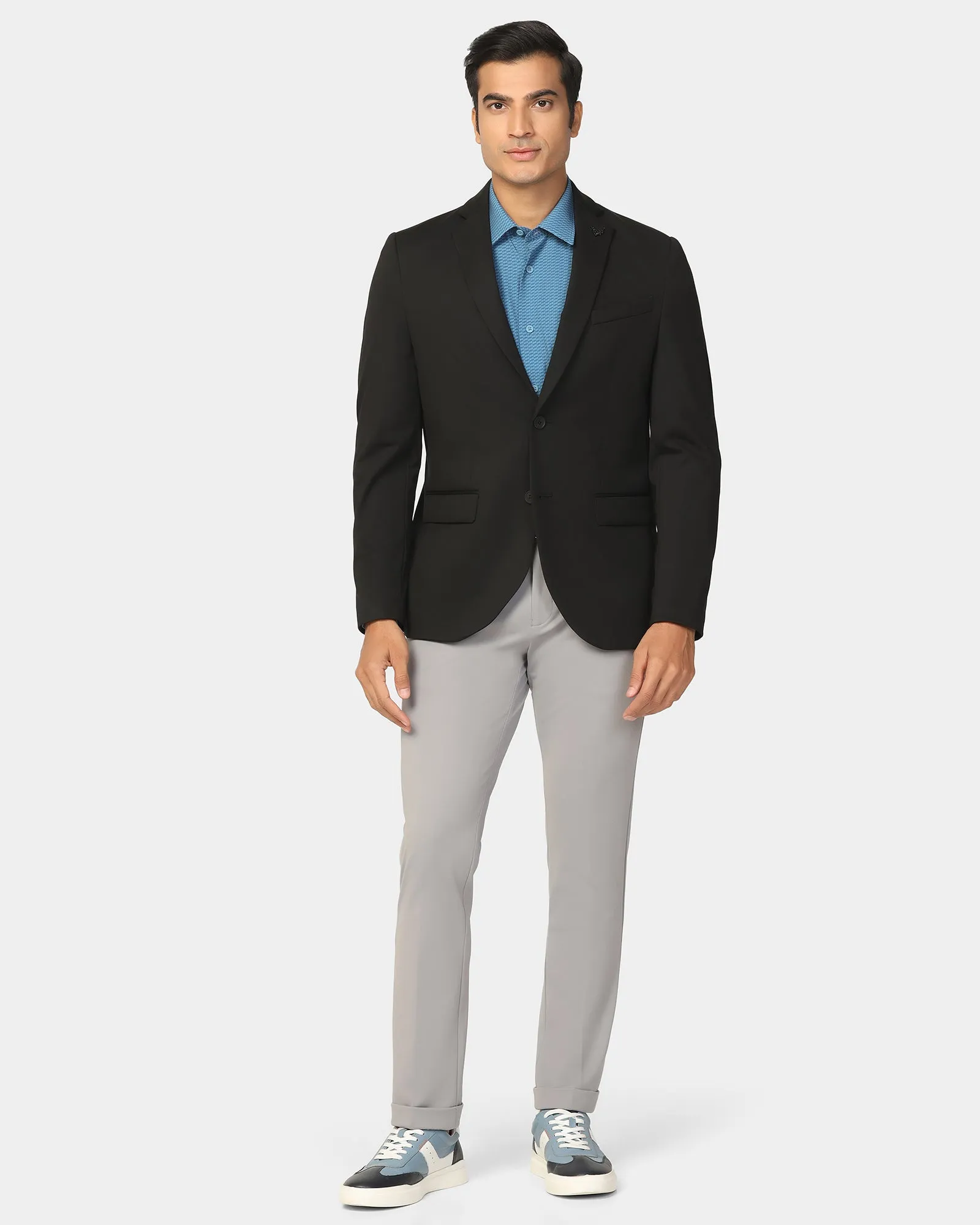 TechPro Formal Black Solid Blazer - Explore Noise Free Zippers