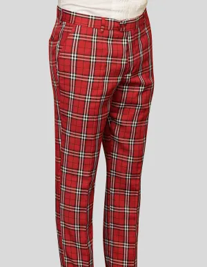 Shape Flex Curved Waistline RED PLAID SLIM FIT DRESS PANTS