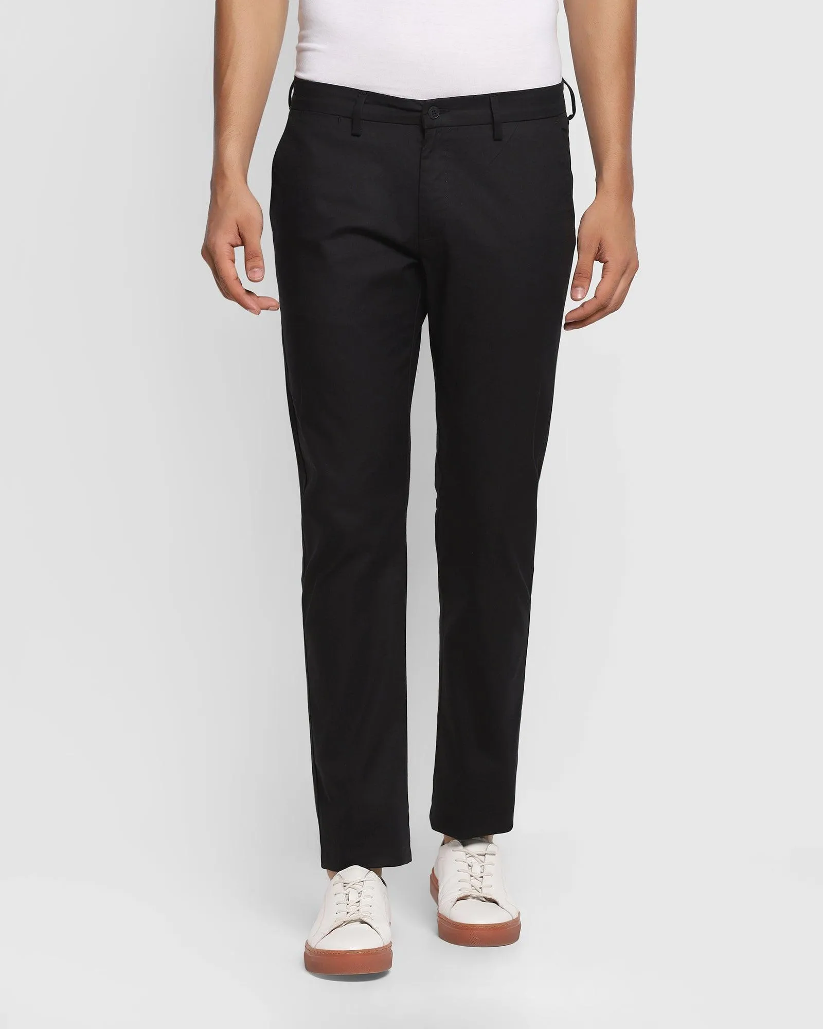 TechPro B5P Casual Black Solid Khakis - Muji Casual Flex