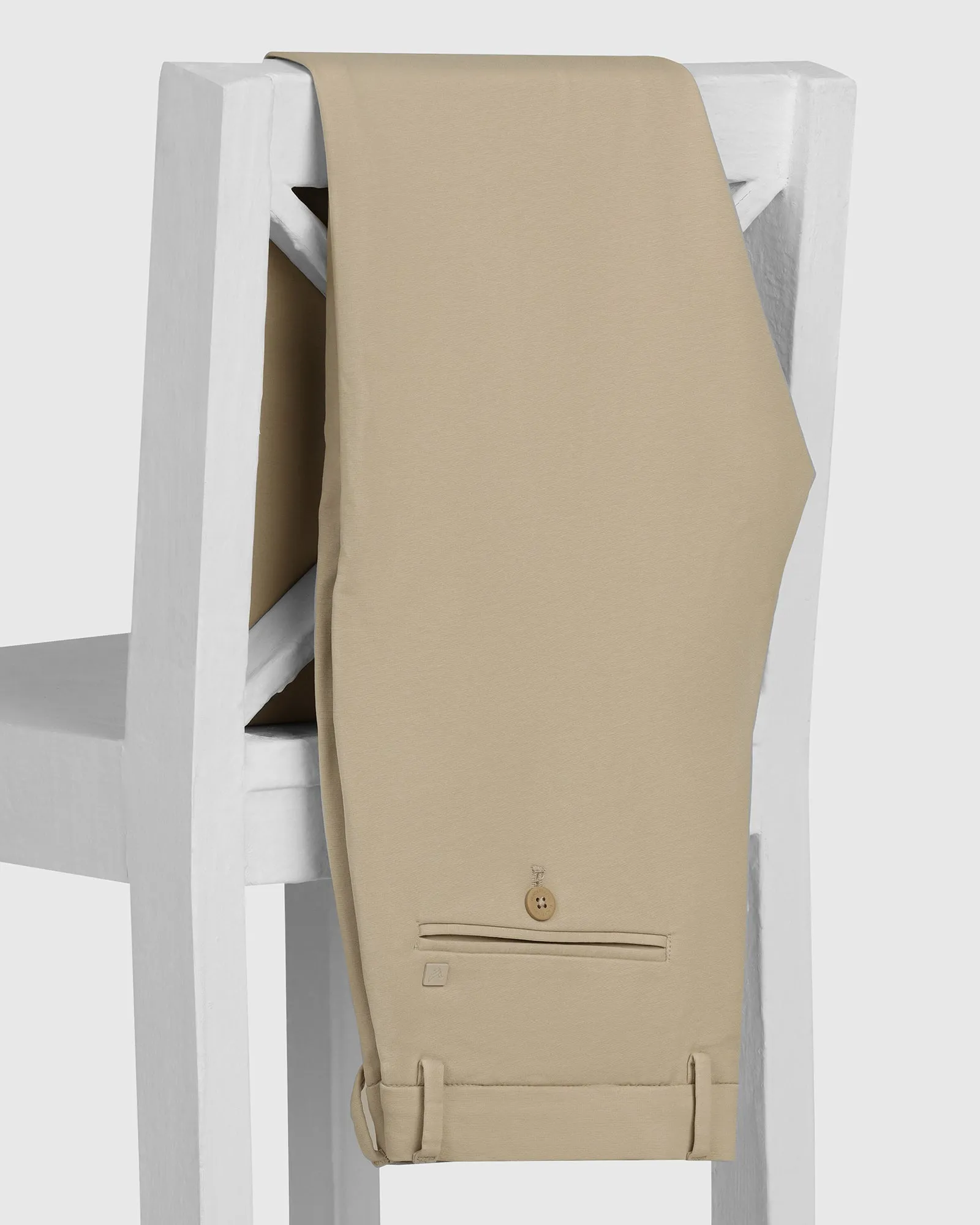 Sporty Function Modern Style TechPro Slim Fit B-91 Casual Beige Solid Khakis - Ziea