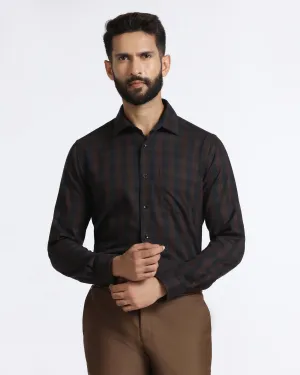 High-End Look Chocolate Sauce Check Shirt - Reflex