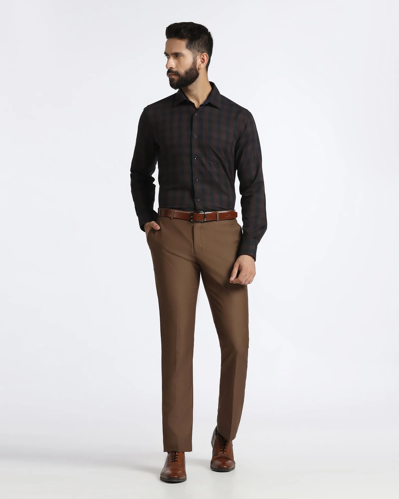 Polished Style Chocolate Sauce Check Shirt - Reflex