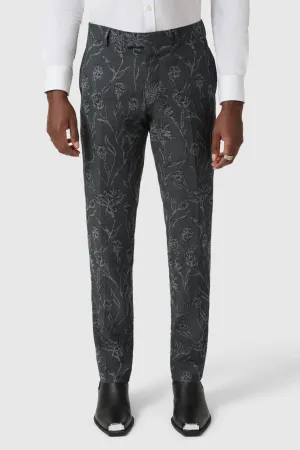 Faith Core SoftTouch Jakar Slim Fit Black Floral Jacquard Suit Trousers