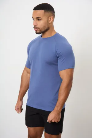 Layered Sleeve Essential Training Top in Slate Blue