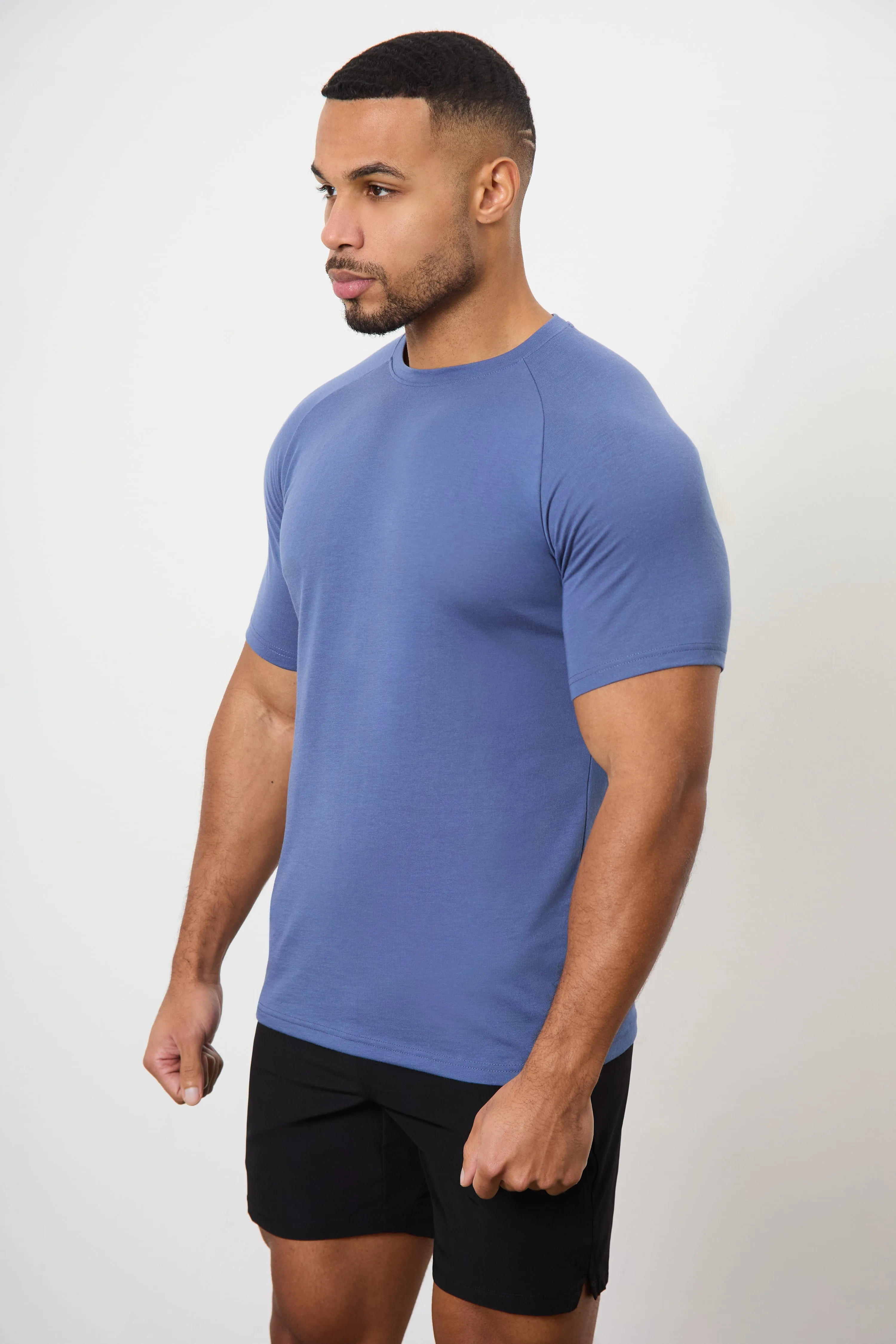 Layered Sleeve Essential Training Top in Slate Blue