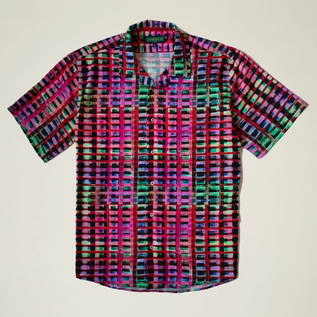 StaticFree Material Breathable mesh Inserch SS Geo Print Shirt SS013-00066 Multi