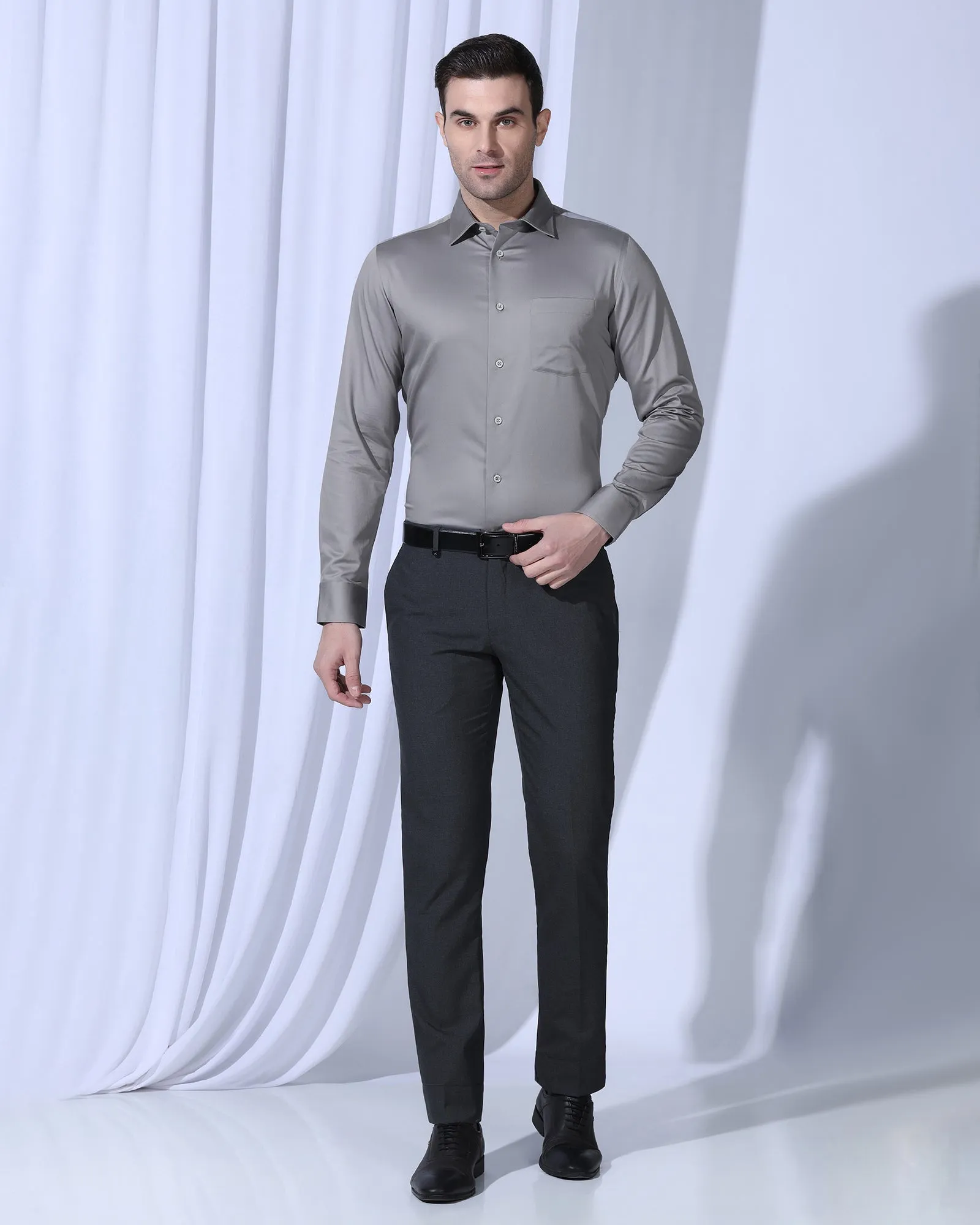 Non Iron Formal Grey Solid Shirt - Georgia Affordable Luxury hypoallergenic