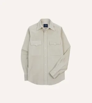 Trendy Look Ecru Corduroy Two-Pocket Western Shirt