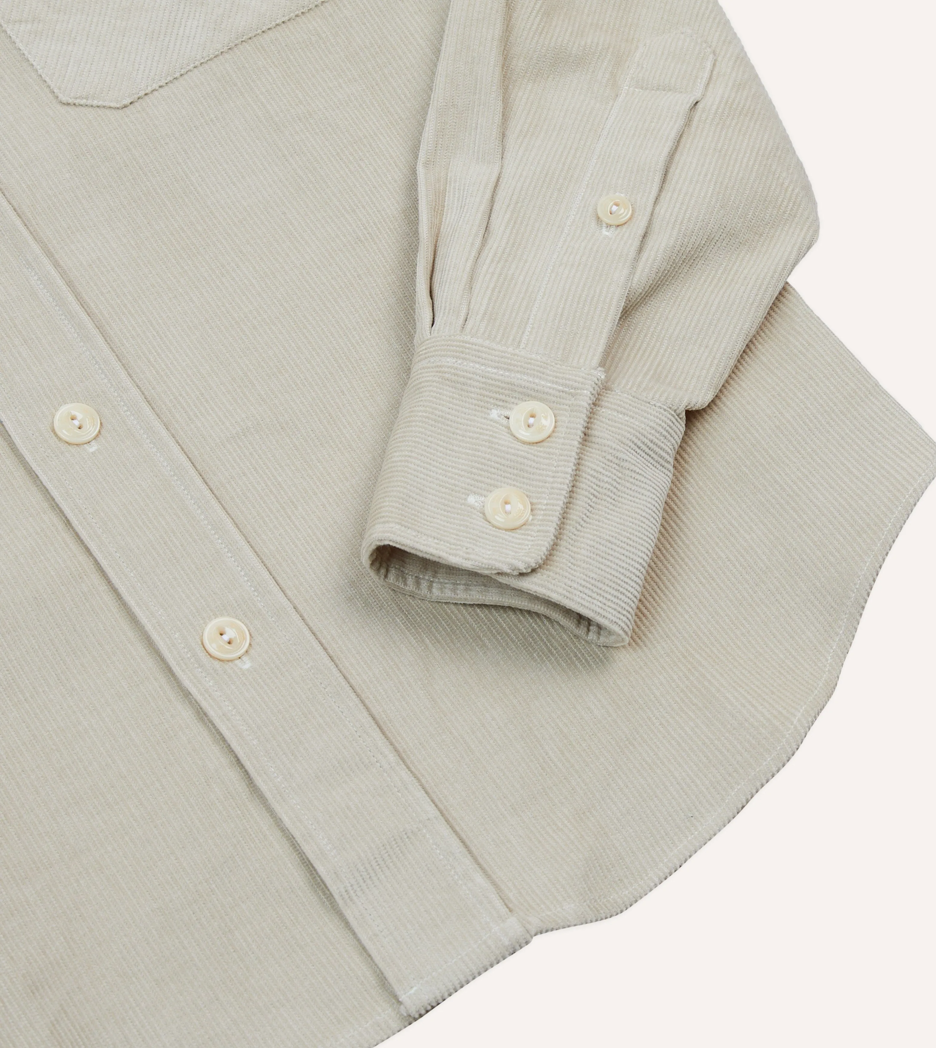 Ecru Corduroy Two-Pocket Western Shirt Fashion staples