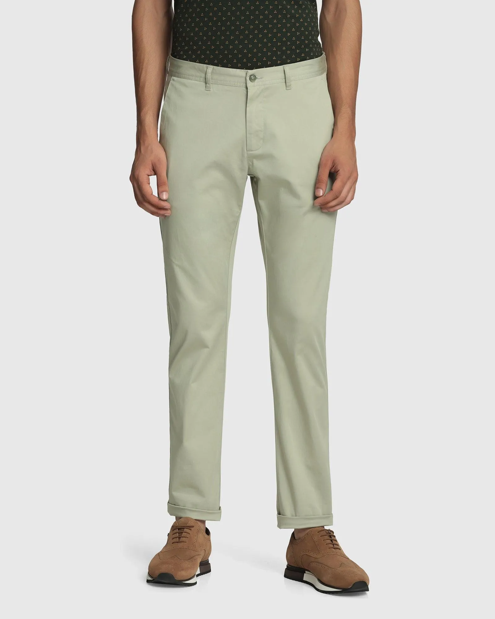 Comfy All-Day Comfort Wear Slim Comfort B-95 Casual Pistachio Green Solid Khakis - Mark