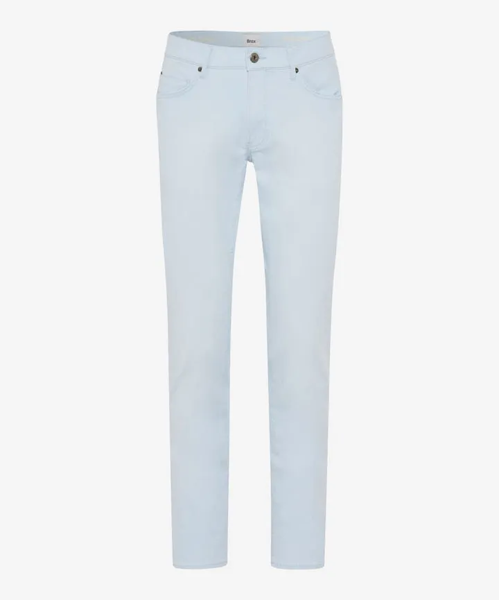 Brax Chuck Dry Color Flex Five Pocket Pant in Sky Versatile Look