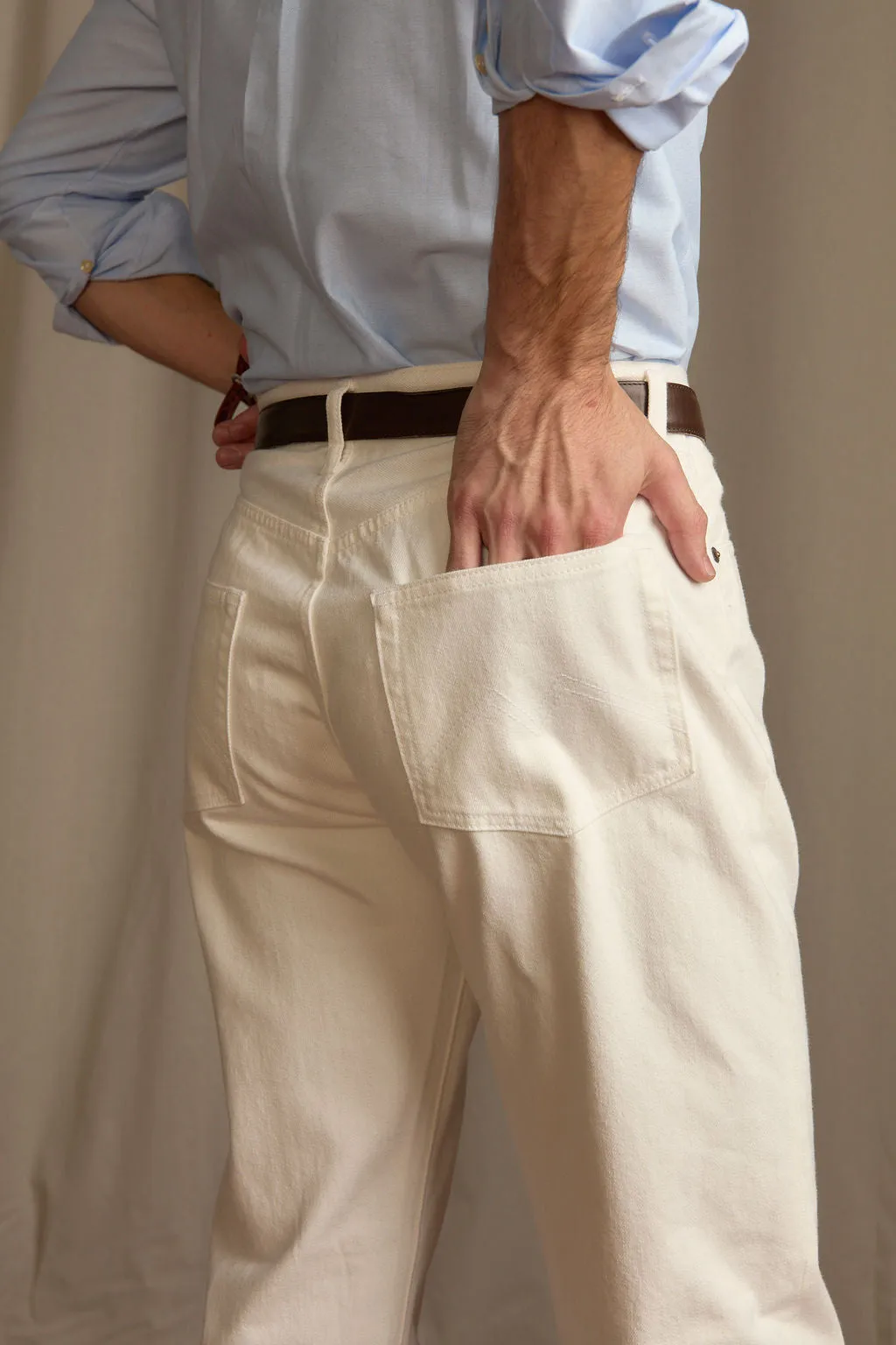 Polished Look Ecru 5 Pocket Denim