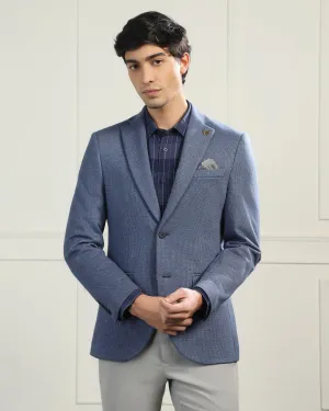 Luxe Formal Blue Textured Blazer - Baleno MeshLinedVents