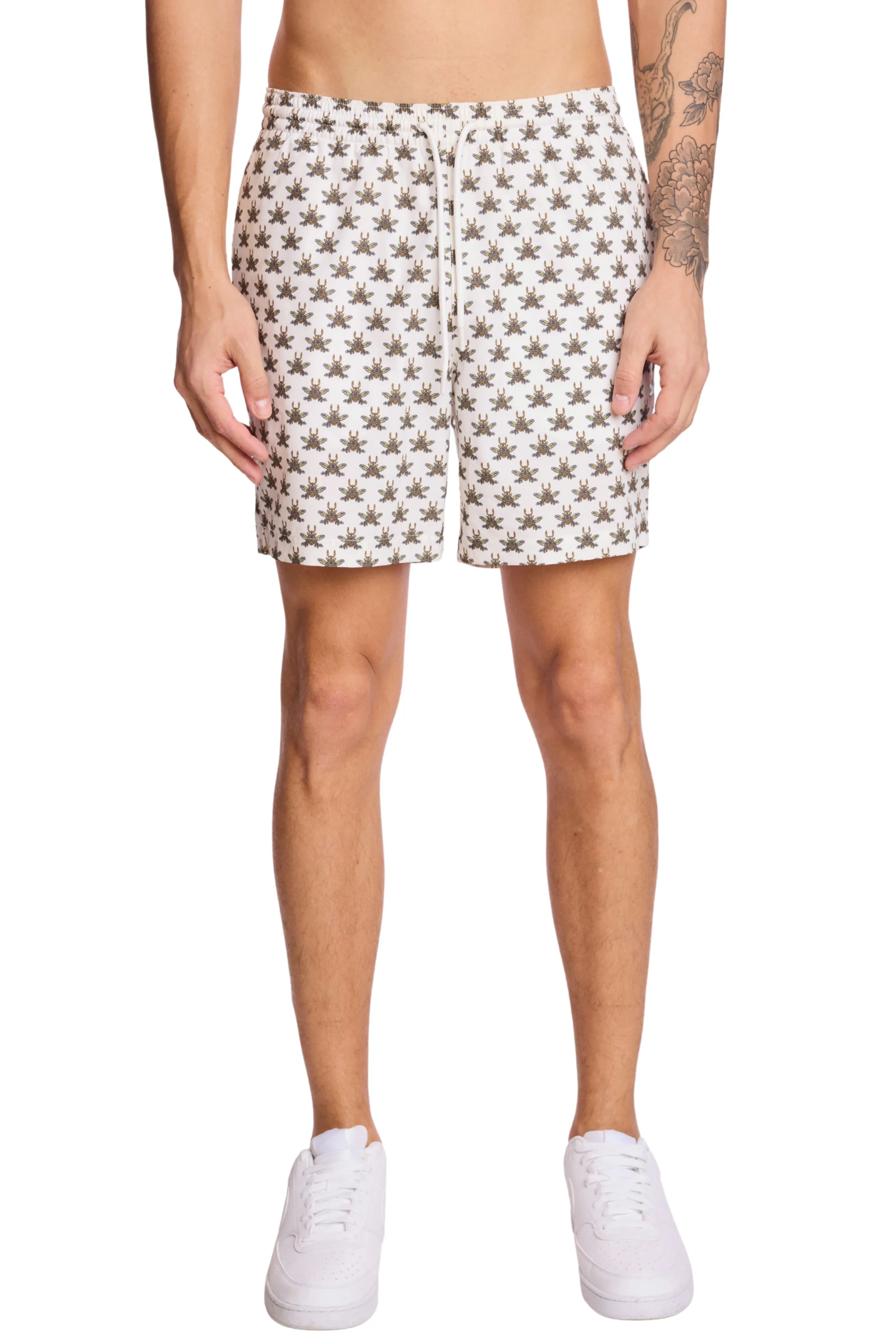 Gilligan Swim Trunks - White Bees Chill Vibes Fit