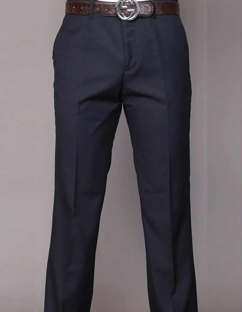 Minimalist Design NAVY MODERN FIT FLAT FRONT DRESS PANTS