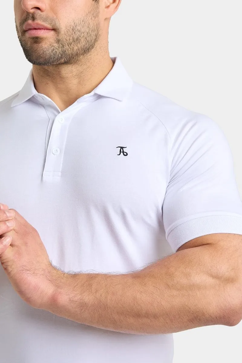 Athletic Fit Polo Shirt in White HighDurability Yarn