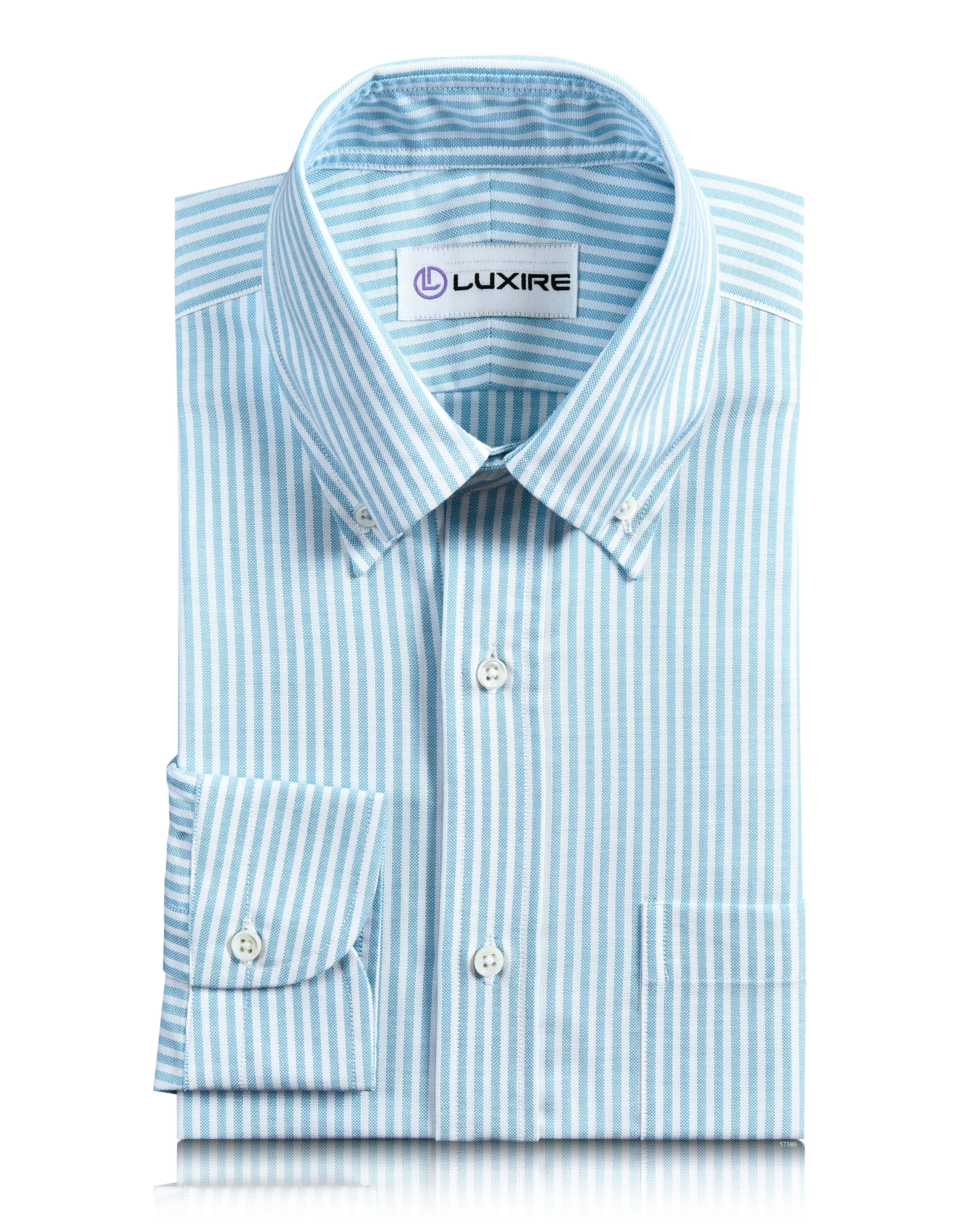 Ferozi Blue on White Oxford University Stripes Shirt Sustainable Manufacturing Process