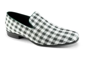 Workwear Friendly Vintage Charm Collection: Montique Emerald Checkered Loafer Fashion Shoes S-2421